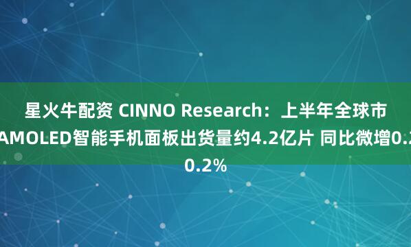 星火牛配资 CINNO Research：上半年全球市场AMOLED智能手机面板出货量约4.2亿片 同比微增0.2%