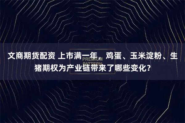 文商期货配资 上市满一年，鸡蛋、玉米淀粉、生猪期权为产业链带来了哪些变化？